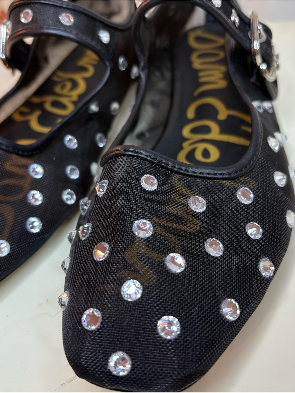 Sam Edelman Black Crystal Michaela Shine Mary Jane Flats | Size 8 1/2 - Picture 7 of 12